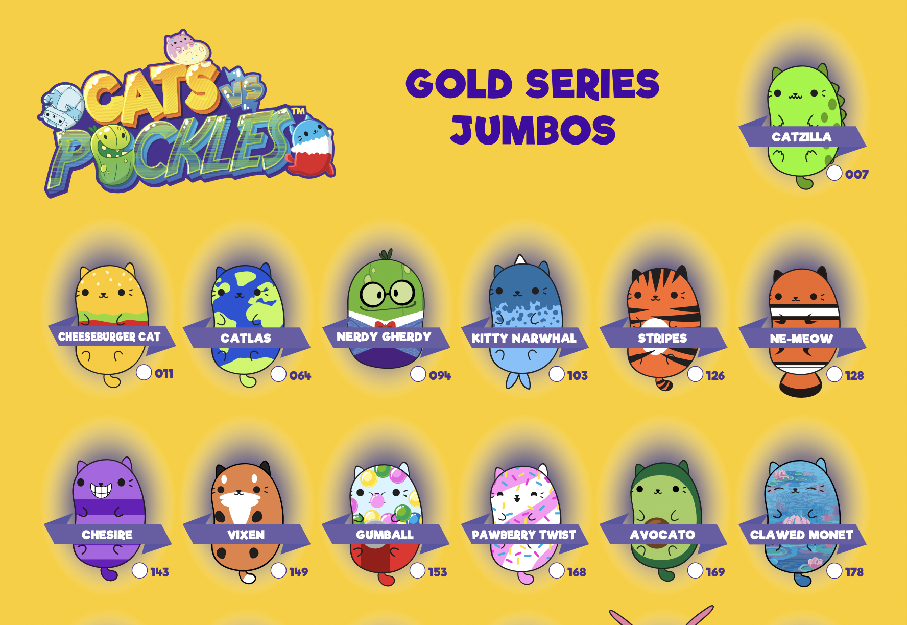 Cats VS Pickles Gold Series Jumbos Collector Sheet