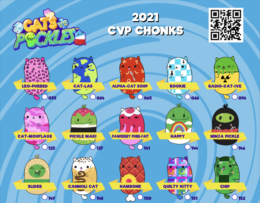 Cats VS Pickles Chonks Blue Wave Collector Sheet