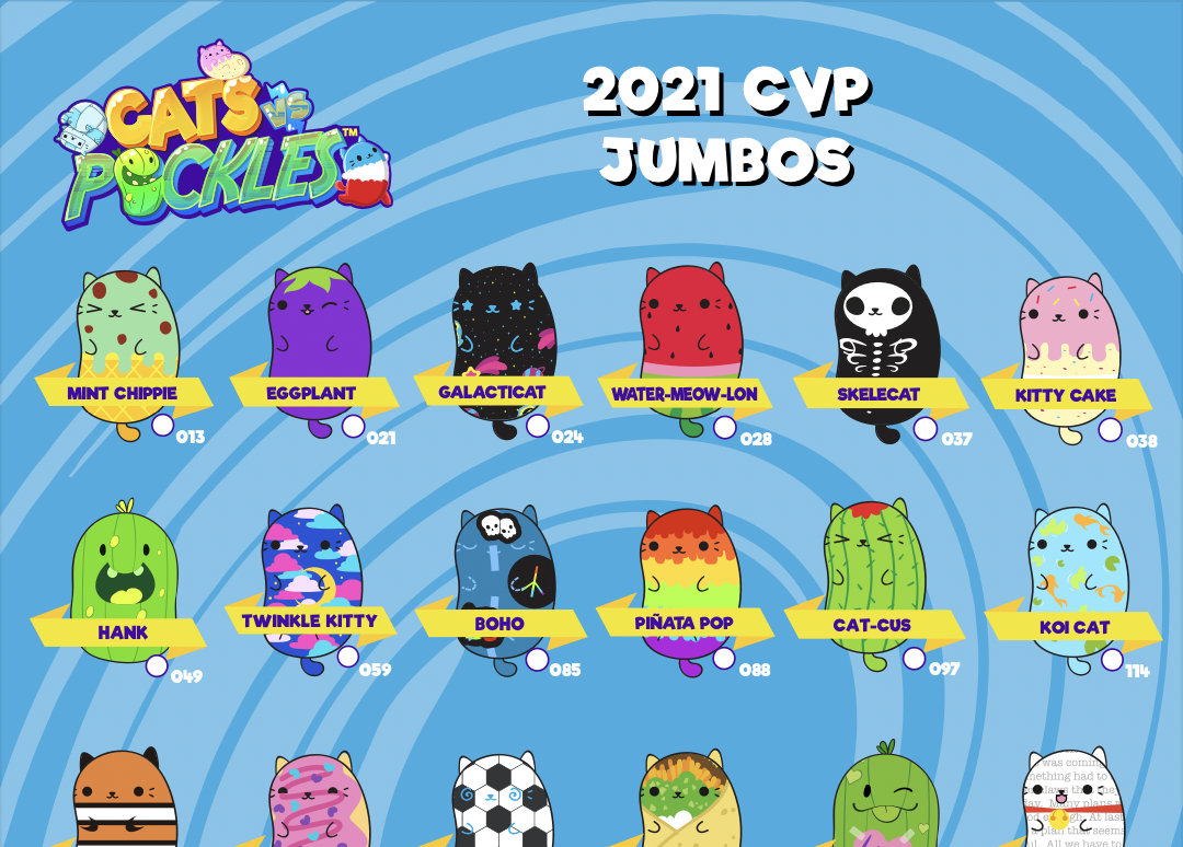 Cats VS Pickles Jumbos Blue Wave Collector Sheet