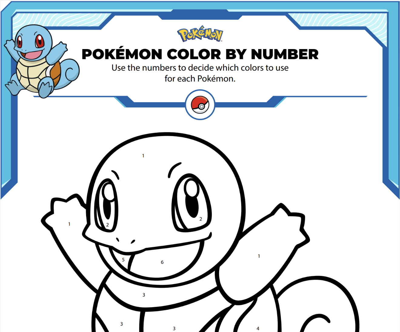 Pokemon Colour By Number – Squirtle
