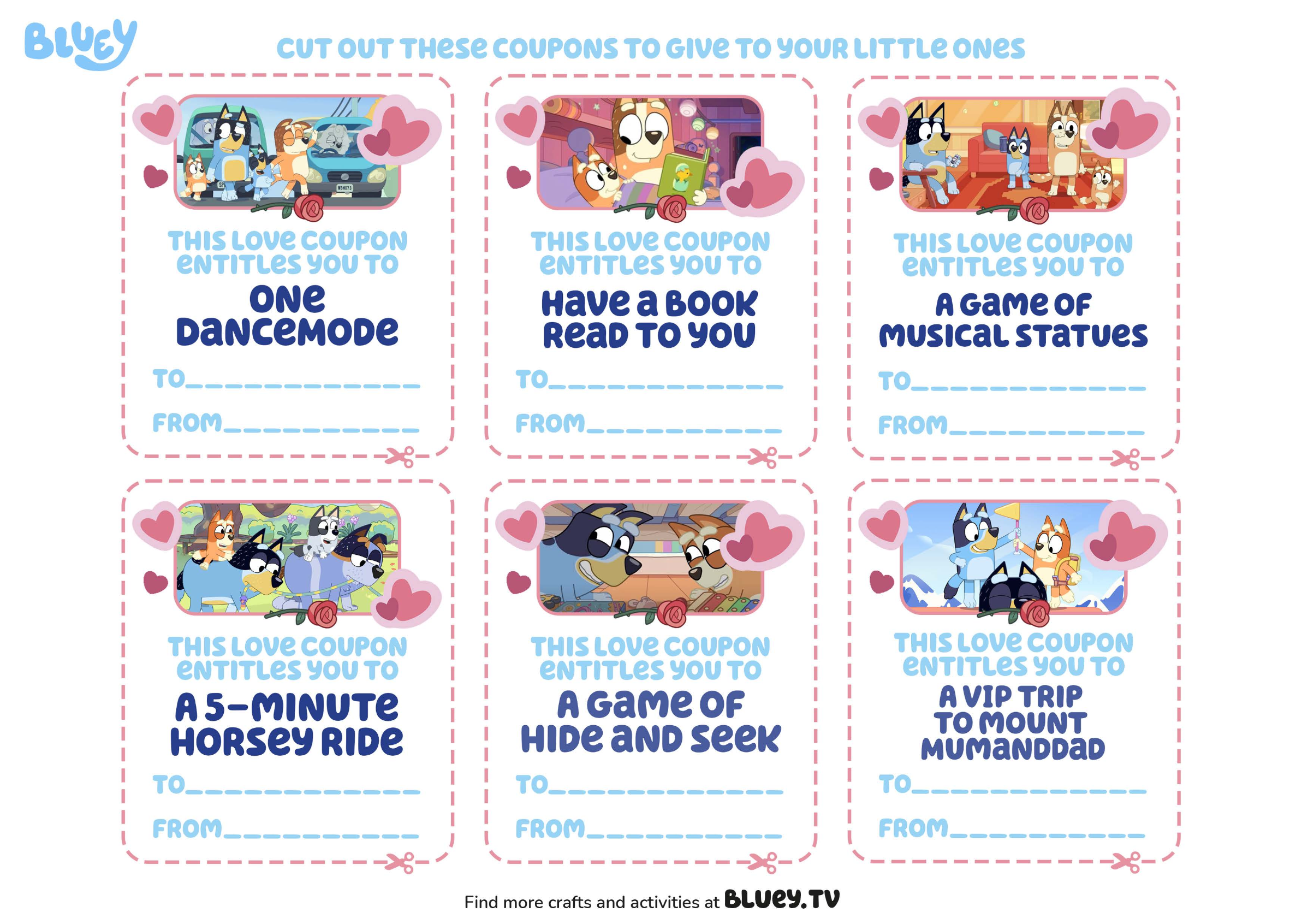 Bluey – Valentines Love Coupons...