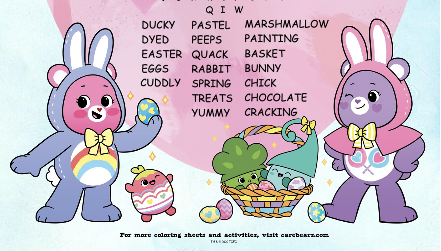Care Bears Easter Word Search
